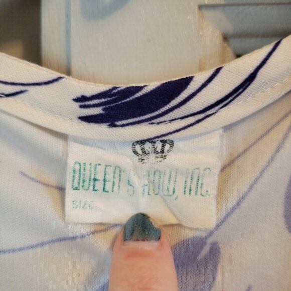 Vintage Cream Red Navy Floral Print Swing Dress - Picture 5 of 5